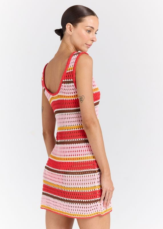 Calypso U Crochet Knit Dress - Sunset