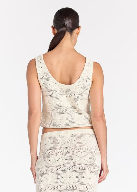 Fleur Knit Sunrise Top - Vanilla