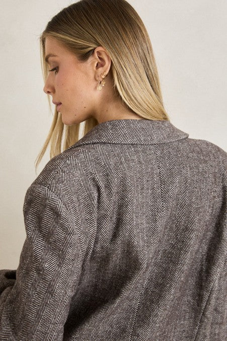 Herringbone Blazer - Cafe