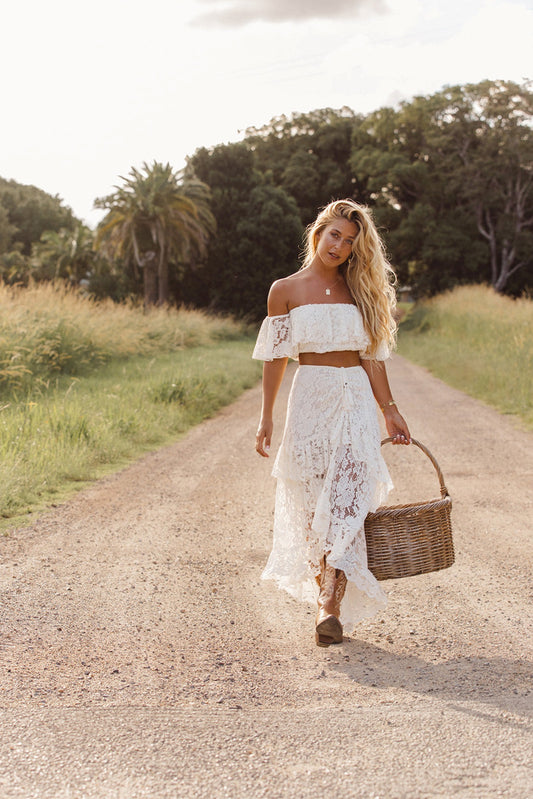 Ember Frill Skirt - Off-white Lace