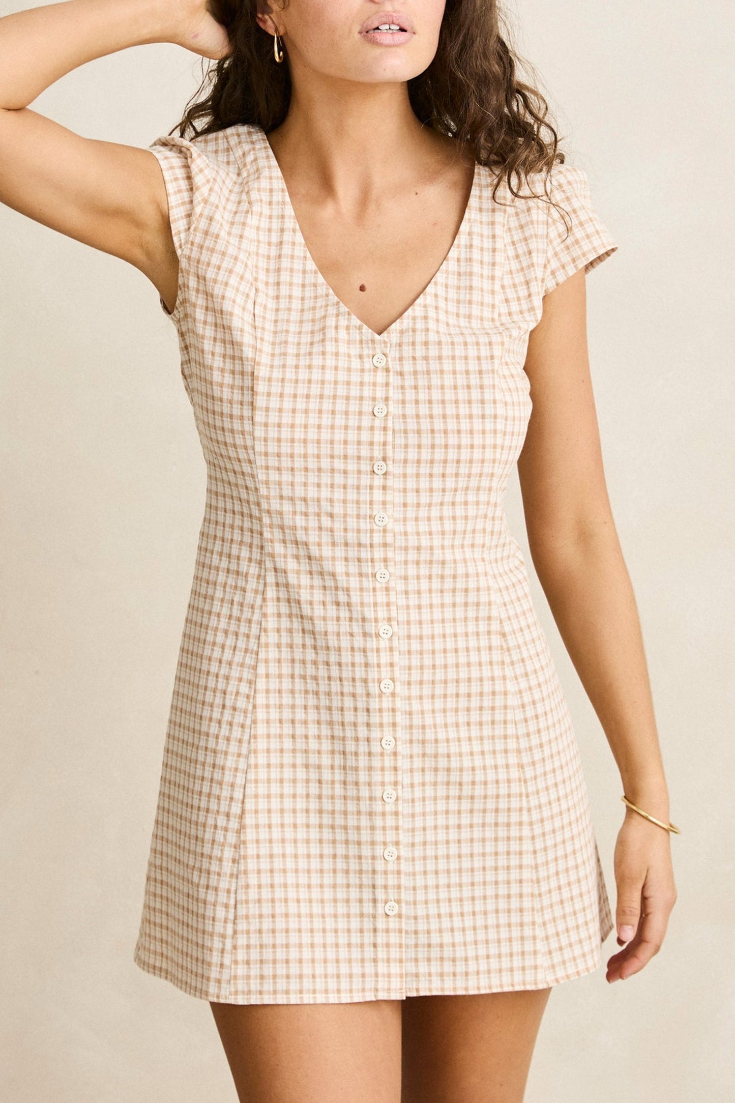 London Check Cap Sleeve Mini Dress
