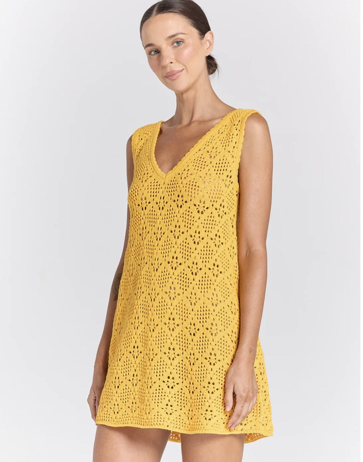 Messina V Crochet Dress - Marigold
