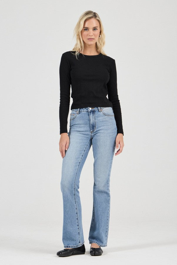 Pointelle Classic Long Sleeve Tee - Black