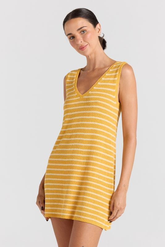Surfside V Knit Dress - Sunshine