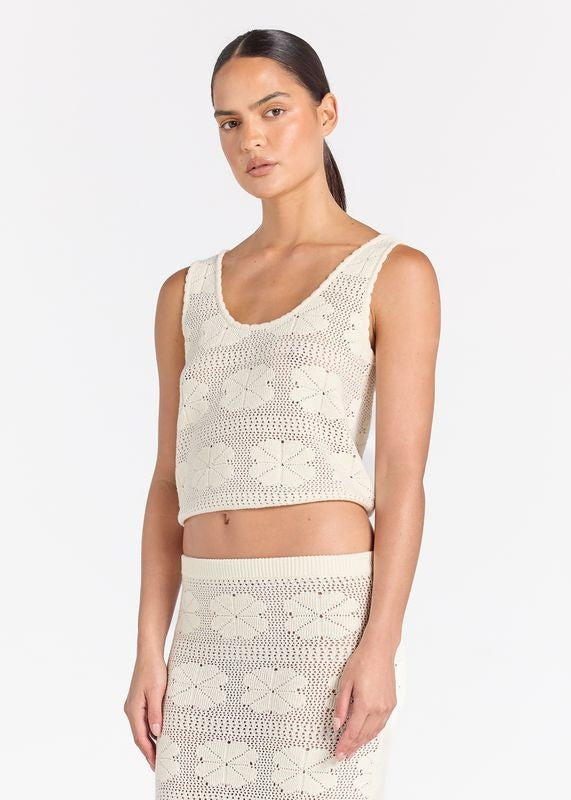 Fleur Knit Sunrise Top - Vanilla