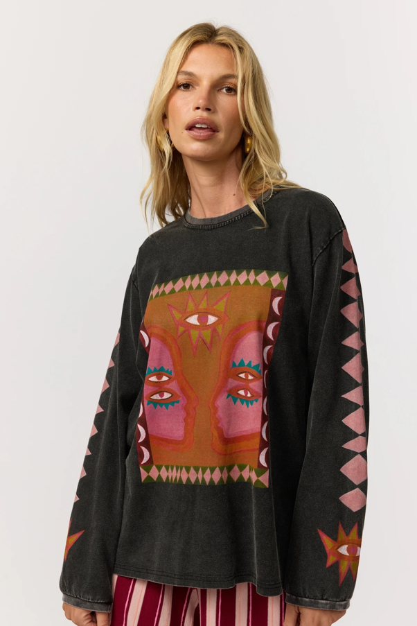 Luna Rosa long sleeve tee in Onyx