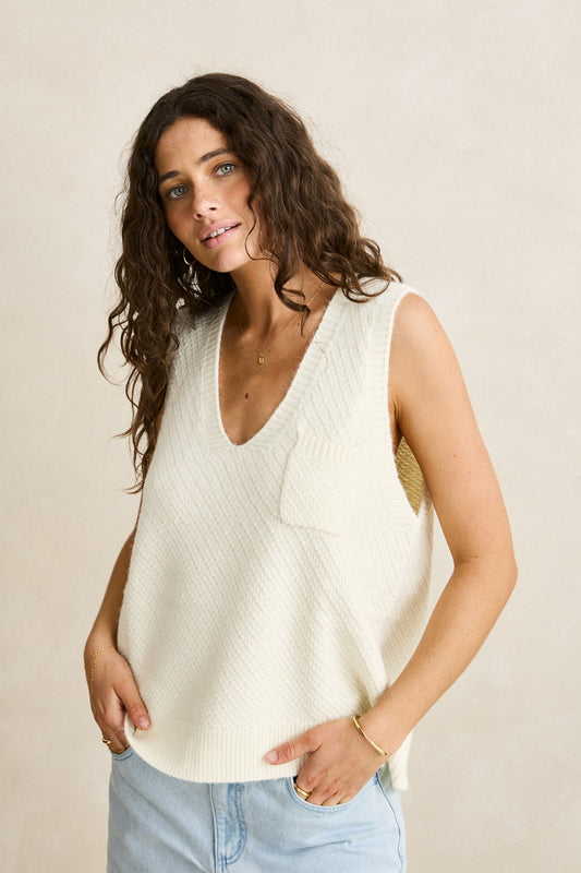 Archer Knit Vest Vintage White