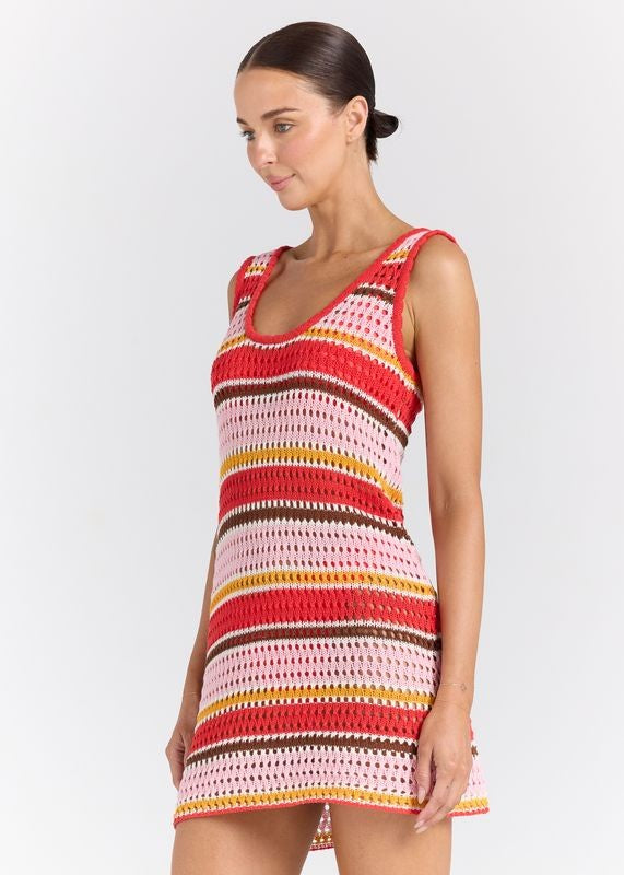 Calypso U Crochet Knit Dress - Sunset