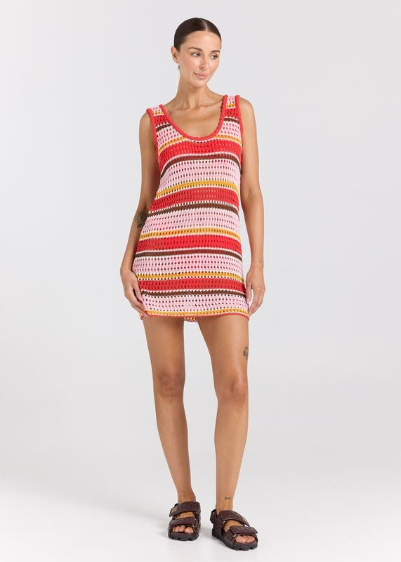 Calypso U Crochet Knit Dress - Sunset