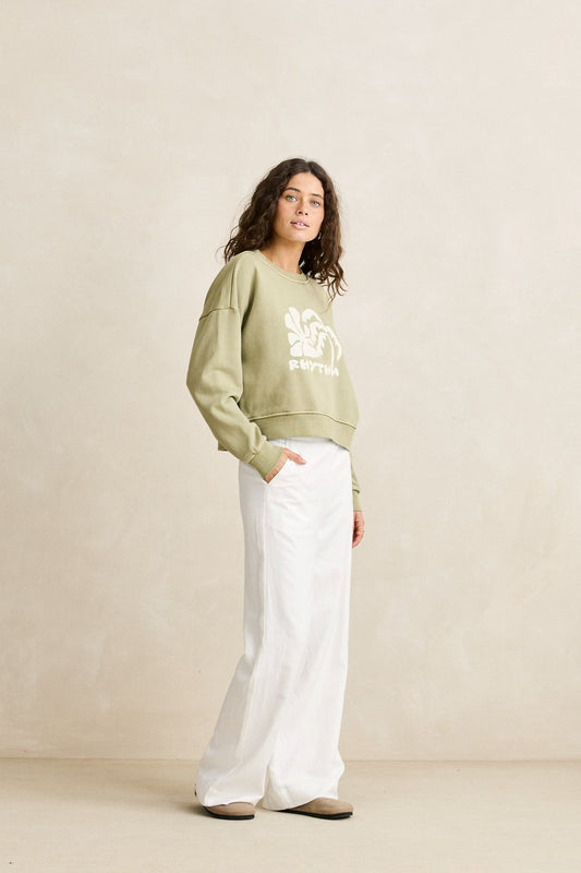 Sun and Palm Slouchy Crew Neck Fleece - Sage