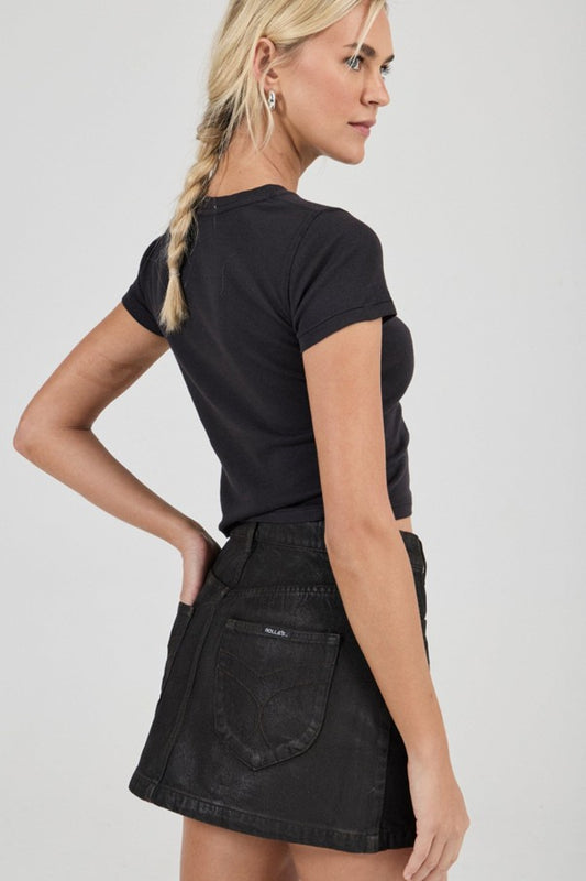 High Line Mini Skirt - Espresso Coated