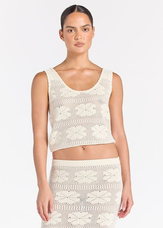 Fleur Knit Sunrise Top - Vanilla