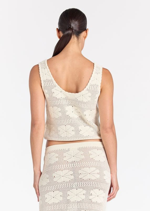 Fleur Knit Sunrise Top - Vanilla