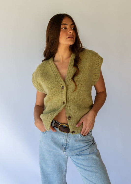 Button Vest - HARVEST GREEN