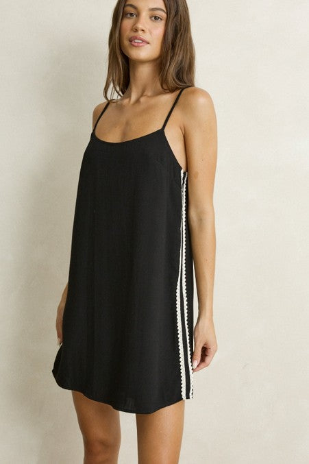 Linen Lace Slip Mini Dress