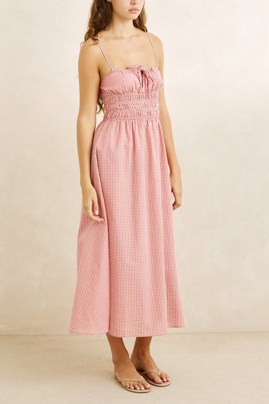 Lola Check Midi Dress - Plum