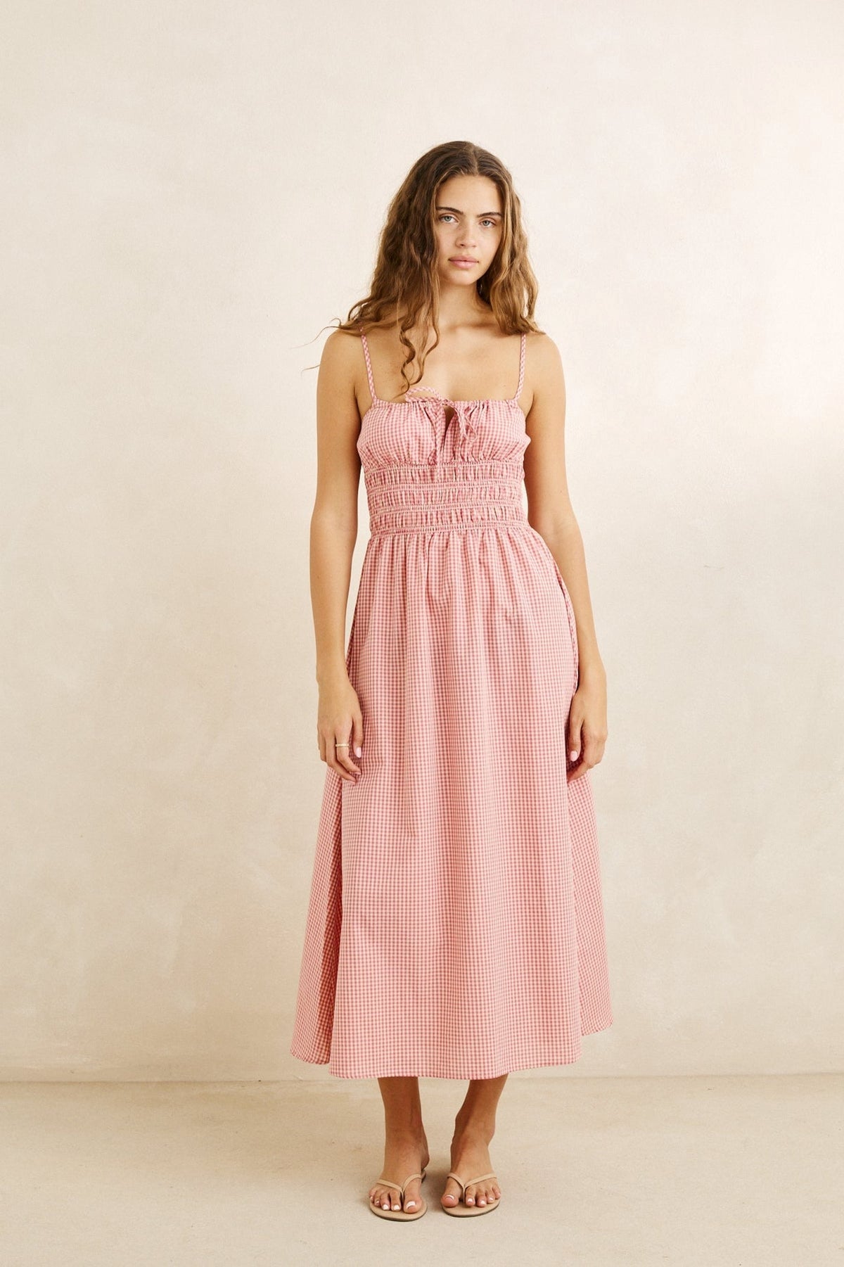 Lola Check Midi Dress - Plum