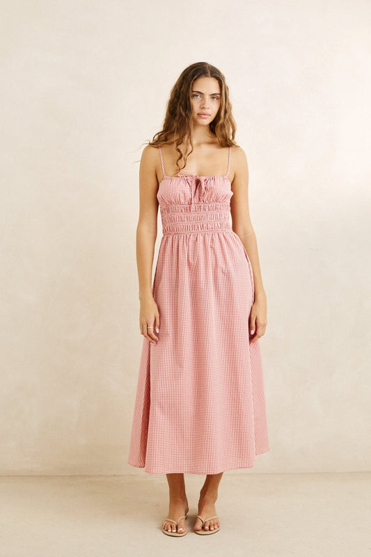 Lola Check Midi Dress - Plum