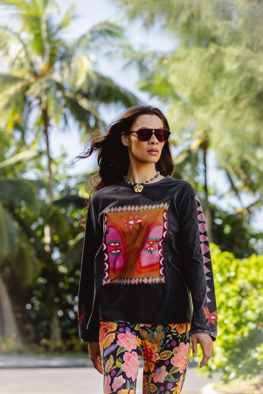 Luna Rosa long sleeve tee in Onyx