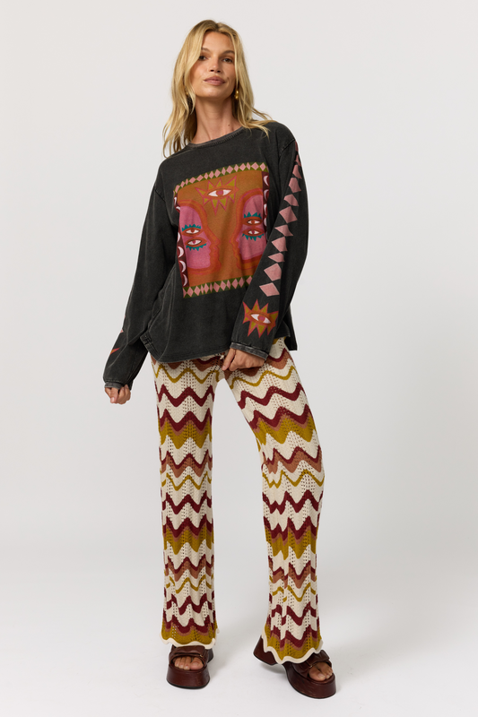 Luna Rosa long sleeve tee in Onyx