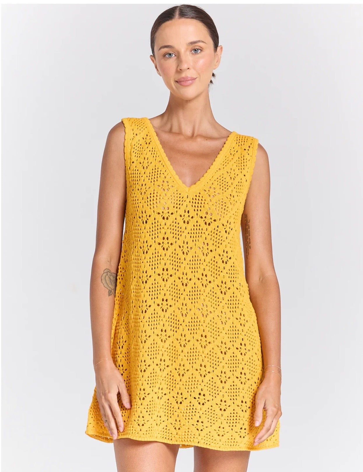 Messina V Crochet Dress - Marigold