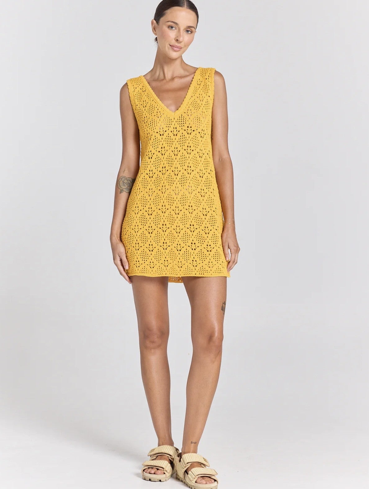 Messina V Crochet Dress - Marigold