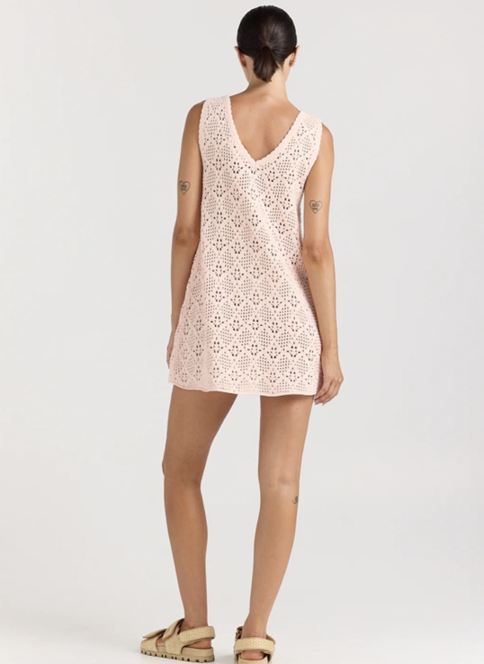 Messina V Crochet Knit Dress - Peony