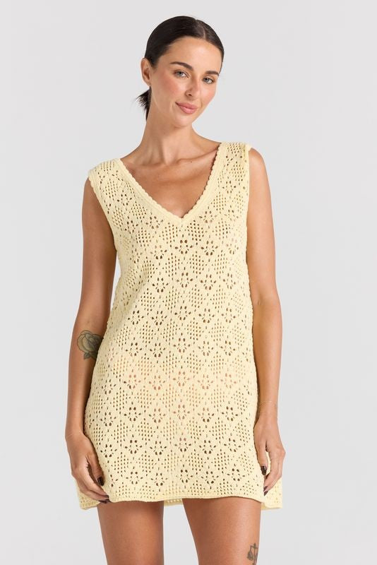 Messina V Knit Dress - Lemon