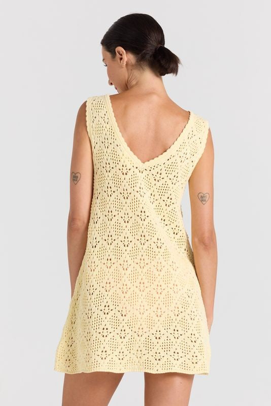 Messina V Knit Dress - Lemon