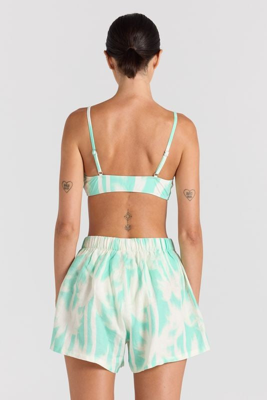 Palms 100% Linen Slit Short - Mint