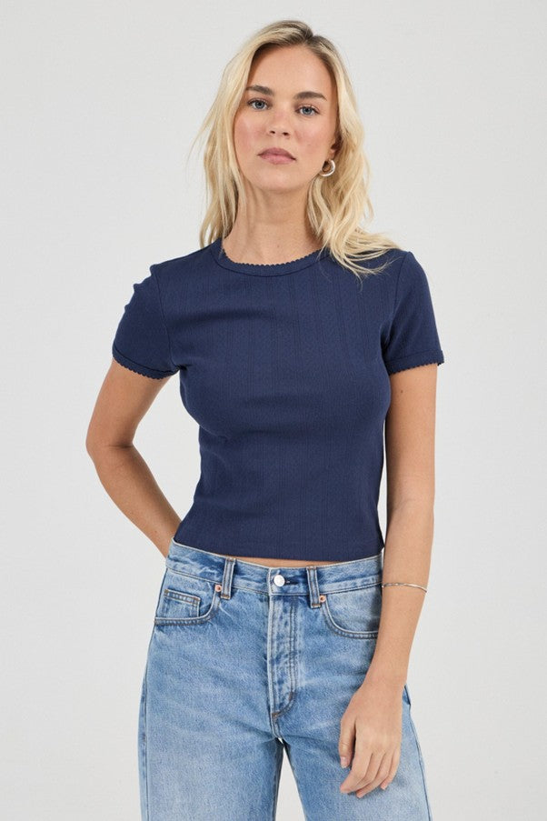 Pointelle Classic Tee - Navy