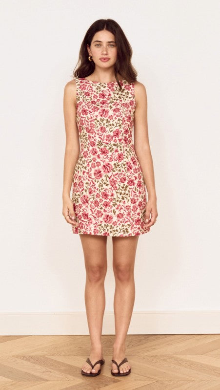 Vintage Floral Print Tie-Back Mini Dress Posey Mini Dress