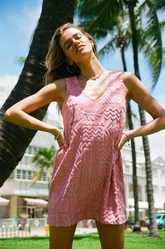 Mai Tai V Tunic Towelling Dress - Rose