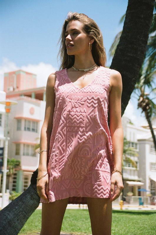 Mai Tai V Tunic Towelling Dress - Rose