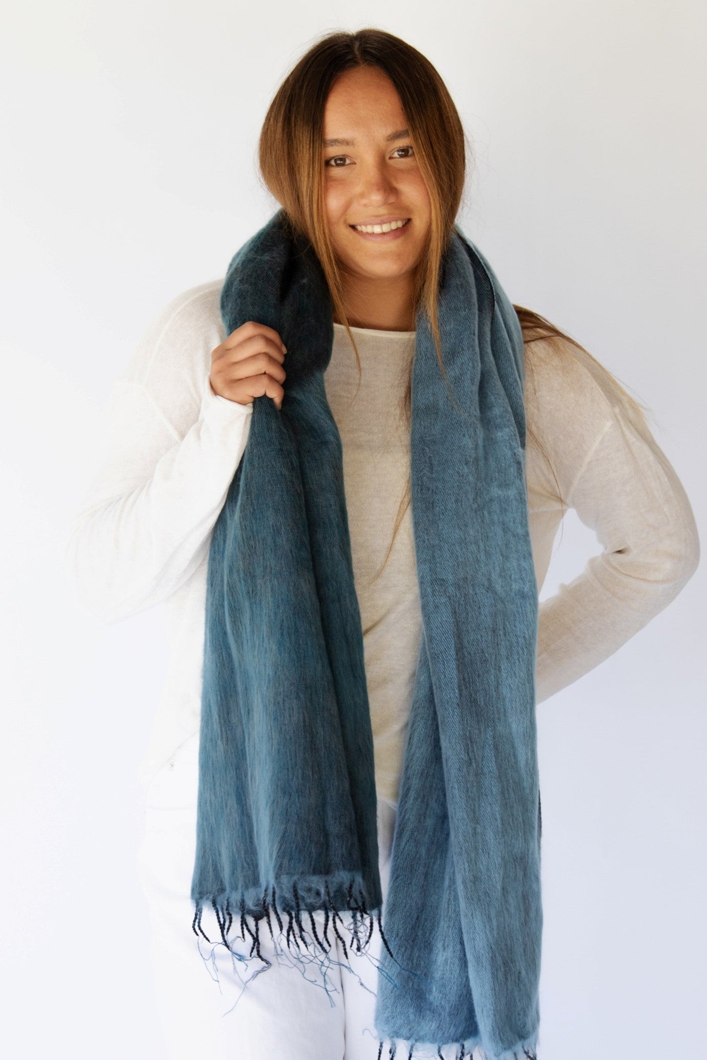 Amara Shawl / Wrap / Scarf INDIGO SPLIT