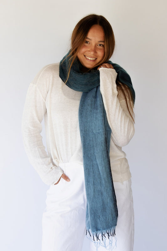 Amara Shawl / Wrap / Scarf INDIGO SPLIT