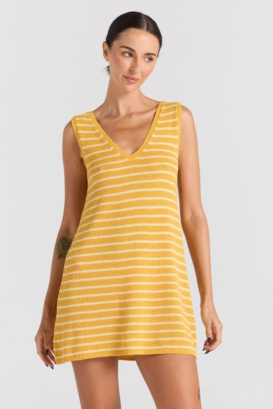Surfside V Knit Dress - Sunshine