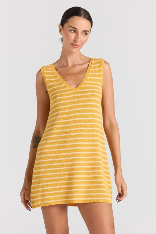 Surfside V Knit Dress - Sunshine