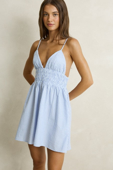Vista Stripe Mini Dress Blue