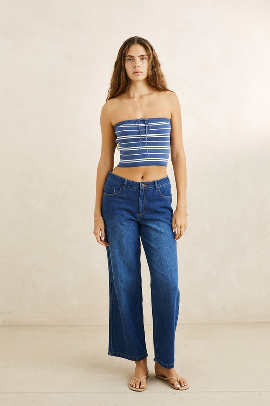 Vista Stripe Strapless Knit Top